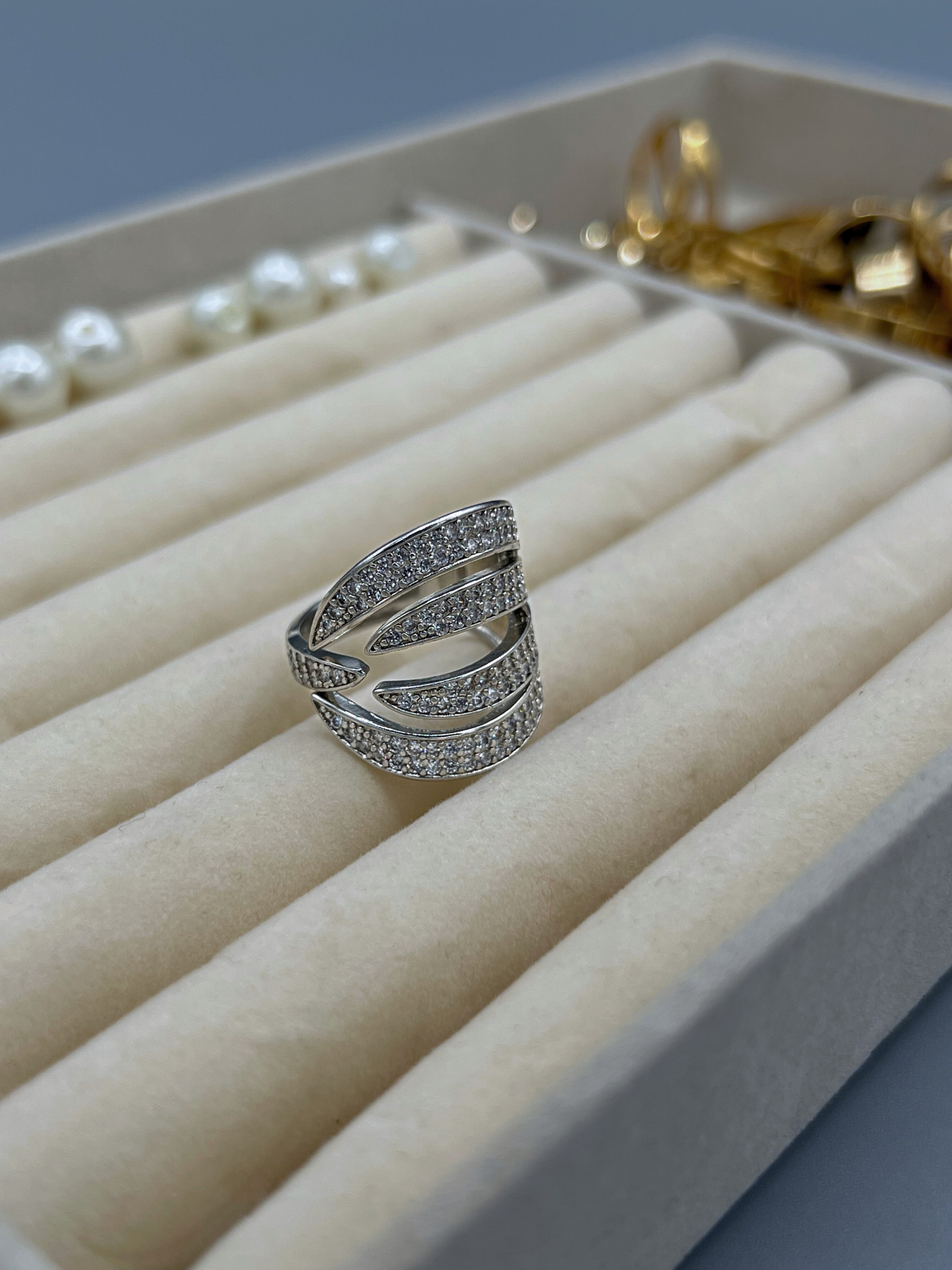 Triple Row Silver Ring