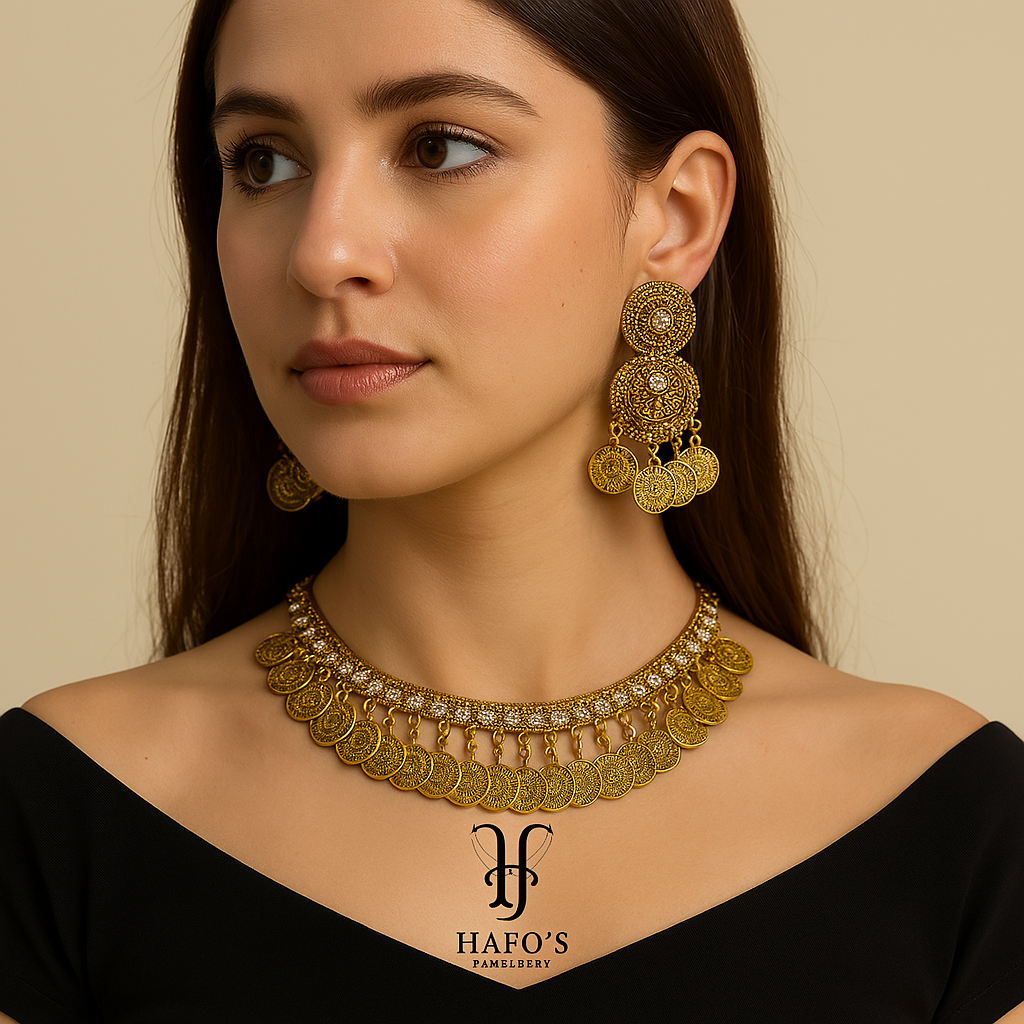  Antique Gold-Plated pond Necklace Set