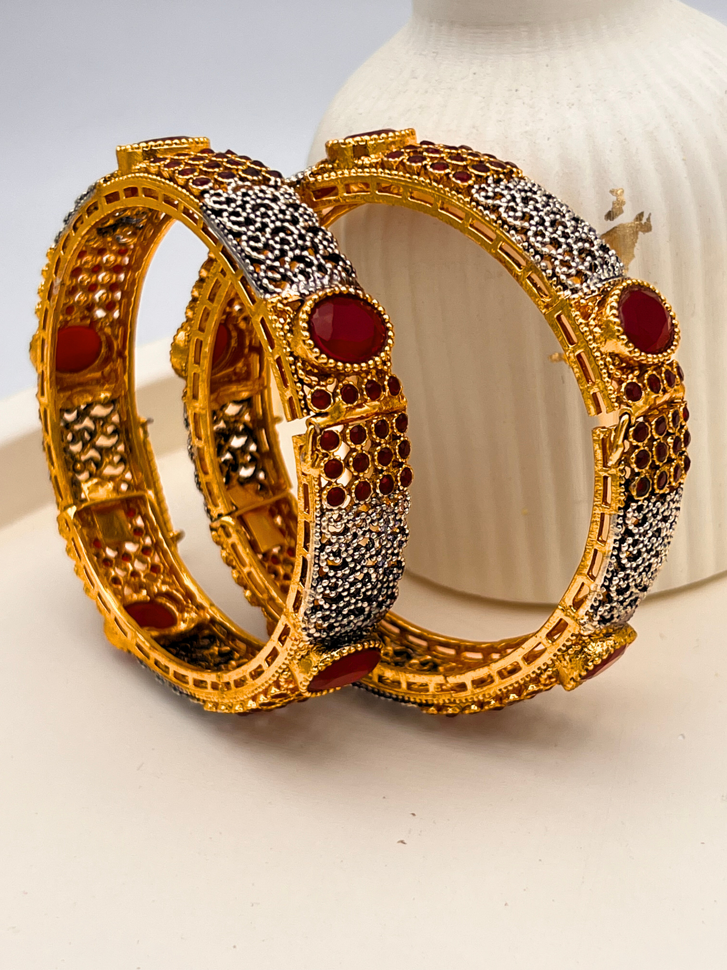 Red Stone Bangles