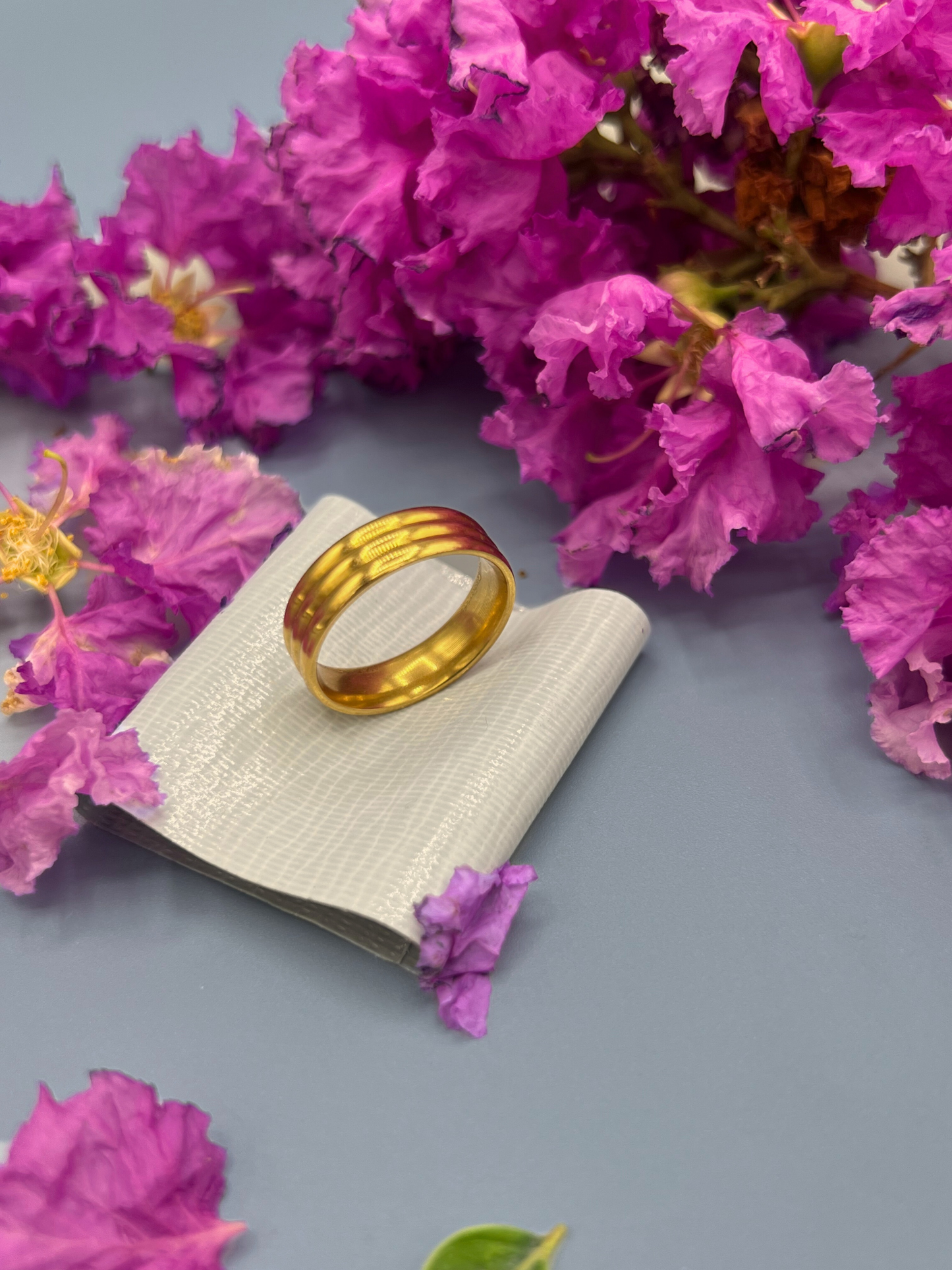 Classic Triple-Line Gold Band Ring