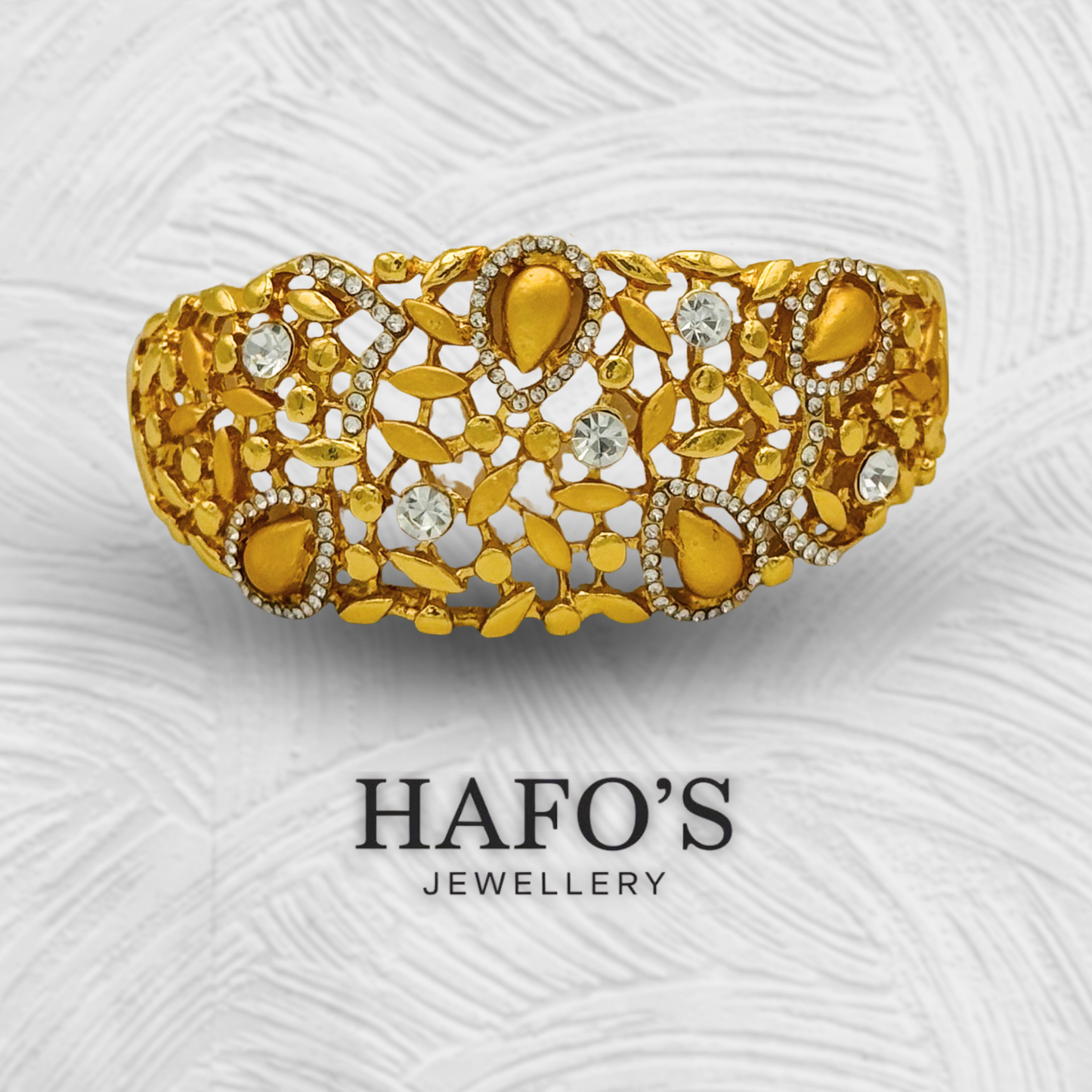Premium Gold-Plated Bridal Bangle And Ring Set With Stones – HAFO’S Jewellery
