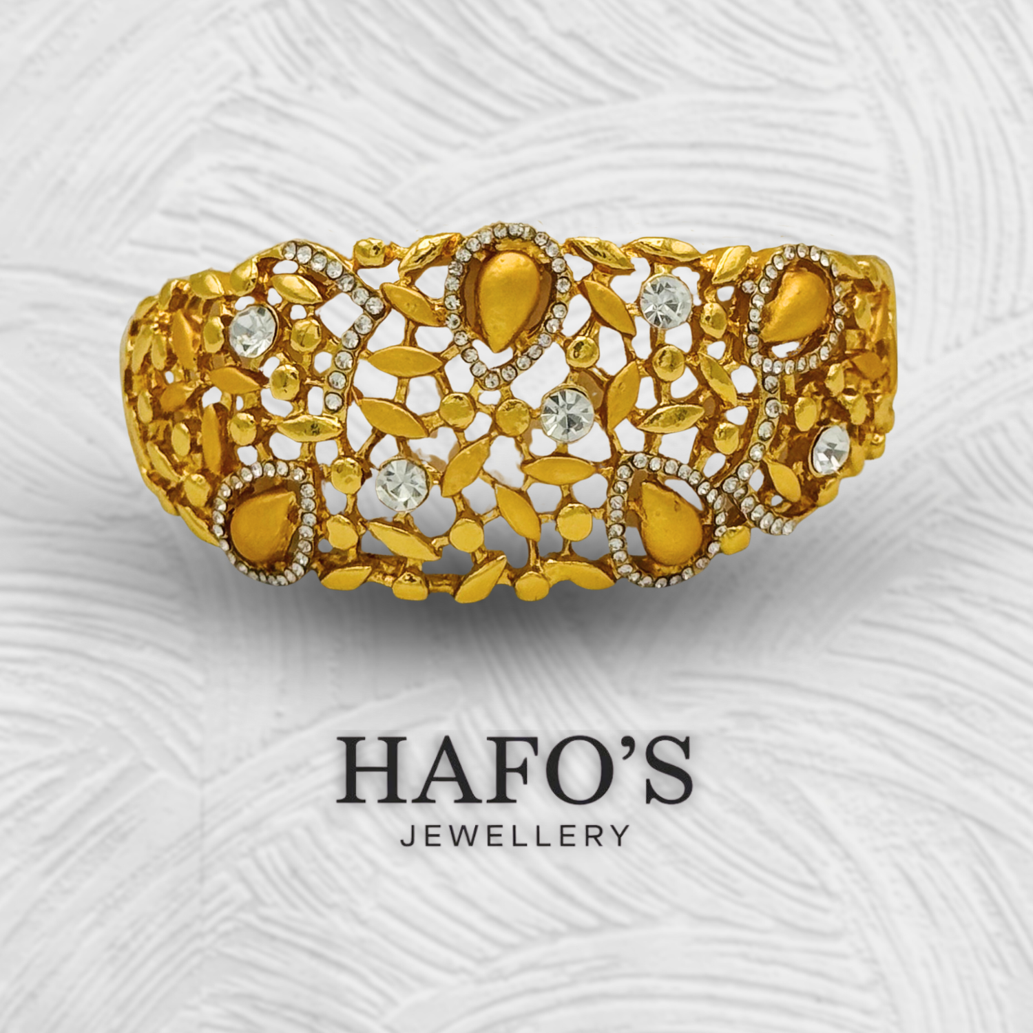 Premium Gold-Plated Bridal Bangle And Ring Set With Stones – HAFO’S Jewellery